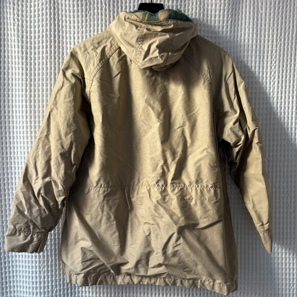 Woolrich women's med/large tan jacket hood pockets plaid lining gorpcore twee - Picture 4 of 5